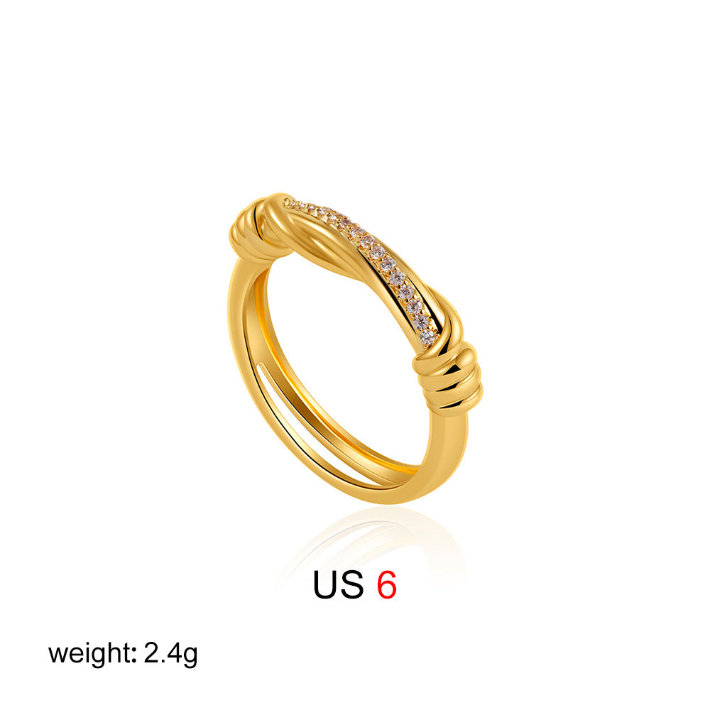 Women’s Personalized Zircon Knotted Bow Ring - 6 - electronic accessories