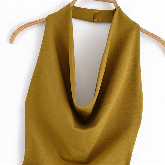 Women’s Pleated Hanging Collar Dress - Other