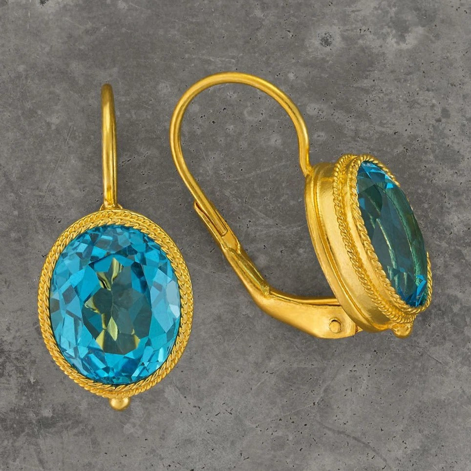 Women’s Retro Alloy Creative Turquoise Earrings - Gold - electronic accessories