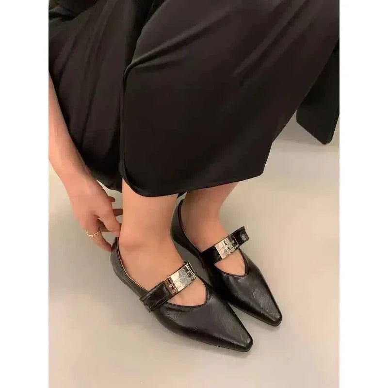 Women's Retro Pointed Toe Low-Heeled Casual Shoes