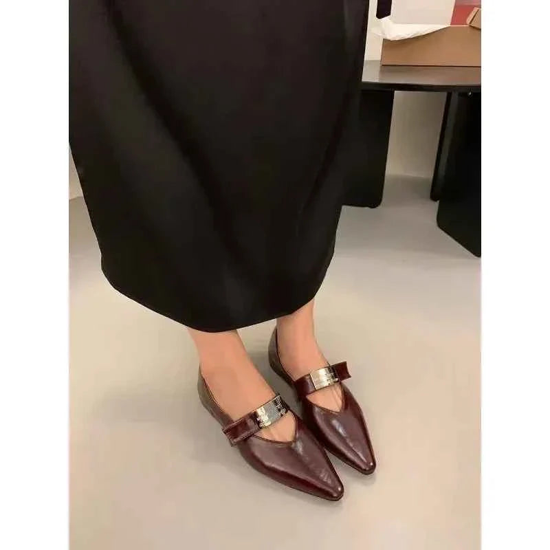 Women's Retro Pointed Toe Low-Heeled Casual Shoes