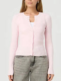 Women’s Ribbed Cardigan Top - Pink / M