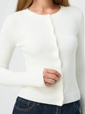 Women’s Ribbed Cardigan Top - WHITE / L