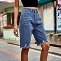 Women’s Ripped Bermuda Denim Shorts