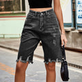 Women’s Ripped Bermuda Denim Shorts