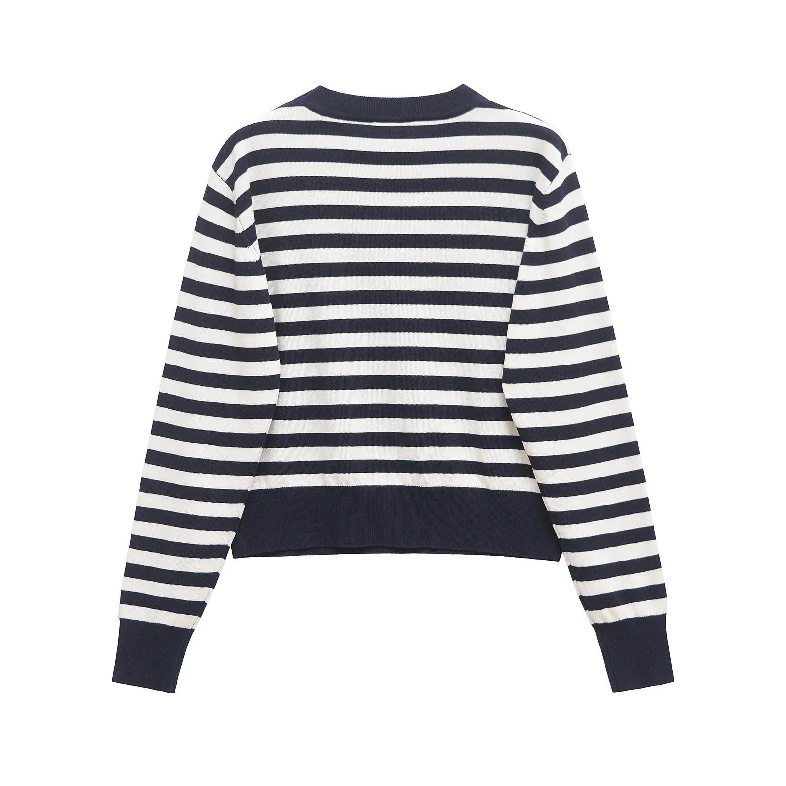 Women’s Round Neck Long Sleeve Striped Casual Loose Knitted Sweater
