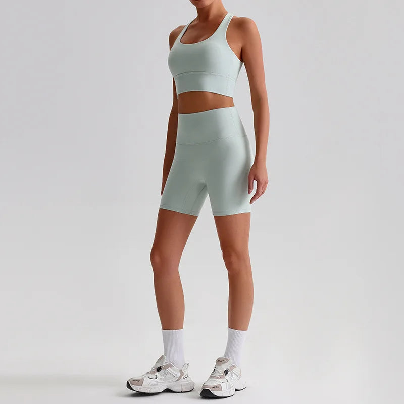 Women’s Seamless Yoga Set - Quick-Dry Naked Feel Backless Bra Booty-Lifting Shorts