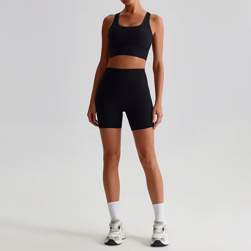 Women’s Seamless Yoga Set - Quick-Dry Naked Feel Backless Bra Booty-Lifting Shorts