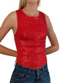 Women’s Sequin Glitter Tank Top - Red / L