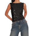 Women’s Sequin Glitter Tank Top - black / S