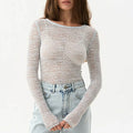 Womens Sheer Lace Top - WHITE / S