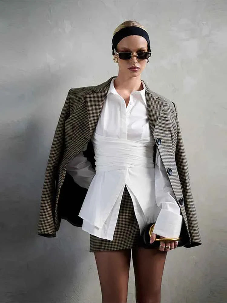 Women's Shirts Solid Laple Waist Cinching Full Sleeve