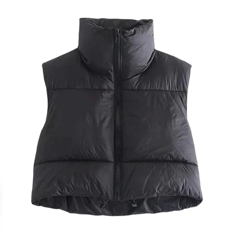 Women’s Short Cotton Down Vest Stand-up Collar - Other