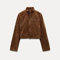 Women’s Short Suede Jacket - Brown / M