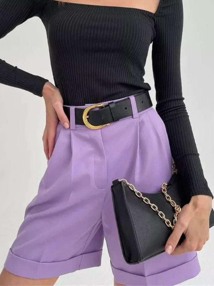 Women’s Shorts Cotton High Waist Casual