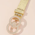 Women’s Silver Fashion Double Ring Carved Buckle Metal Belt