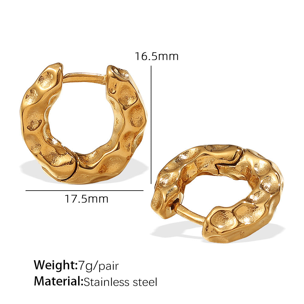 Women’s Simple All-match Retro Irregular Circles Metal Earrings - EH873G Gold - electronic accessories