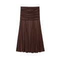 Women’s Simple and Comfortable Translucent Pleated Design Mid-length Skirt