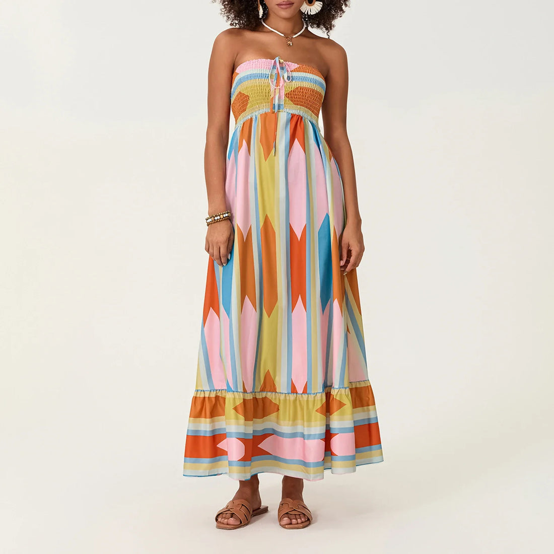 Women’s Sleeveless Strapless Long Dress Bohemian