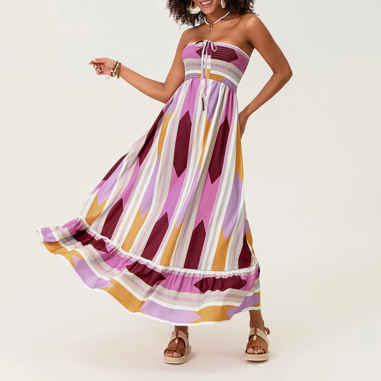 Women’s Sleeveless Strapless Long Dress Bohemian