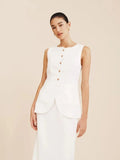 Women’s Sleeveless Vest High Waisted Skirt 2-Piece Set