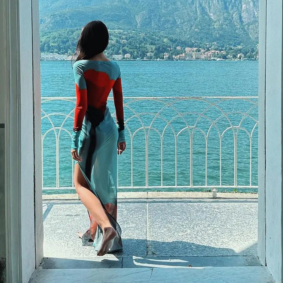 Women’s Slim Fit Long Dress Cover-Ups Sheer Mesh - Other