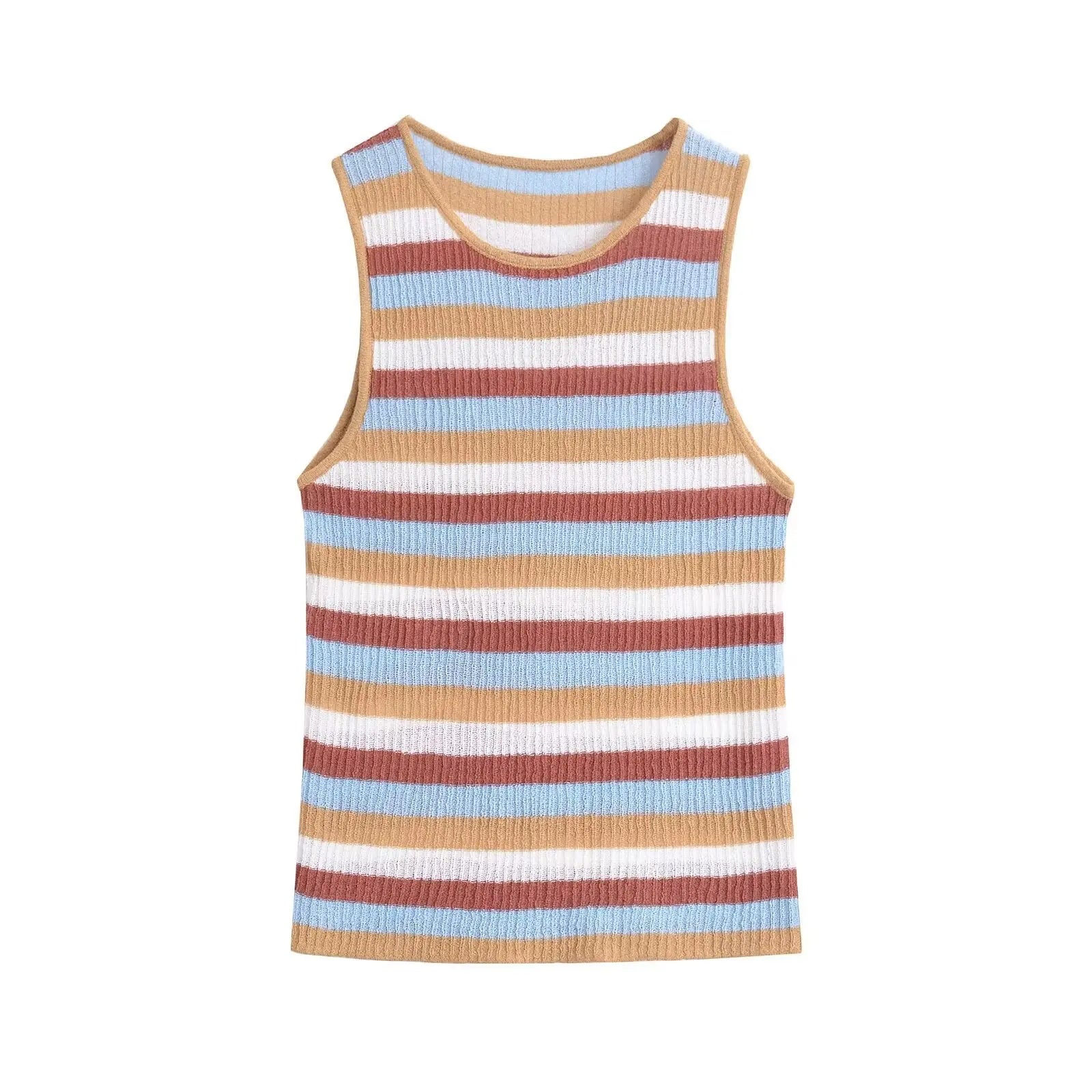 Women’s Slim-fit Striped Knitted Vest Skirt Set