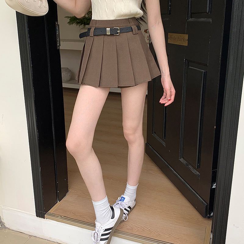 Women’s Solid Color Casual High Waist Pleated Skirt - Khaki / L - Other