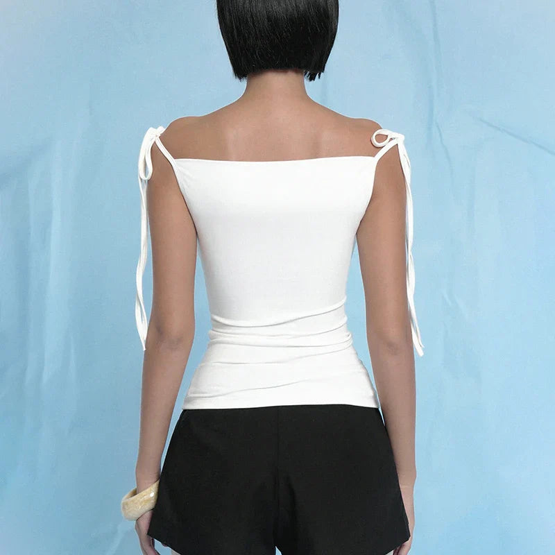 Women’S Solid Color Lace-Up Strapless Camisole