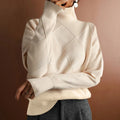 Women’s Solid Color Loose Pullover Knitted Sweater - Beige / M