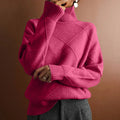 Women’s Solid Color Loose Pullover Knitted Sweater - Red / XL