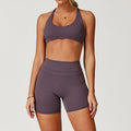 Women’s Solid Color Sanding Tight Back Yoga Suit - Aubergine / L - Other
