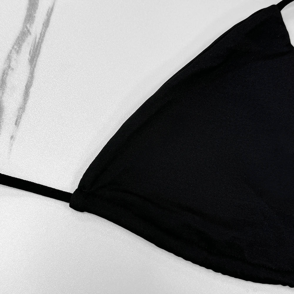 Women’s Solid-color Separate Beach Wear Sexy Halter - Other