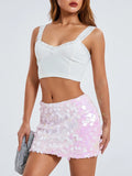 Women’s Solid Color Sparkle Sequin Skirt