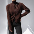 Women’s Solid Sweater Cardigan Long Sleeve - Coffee / S