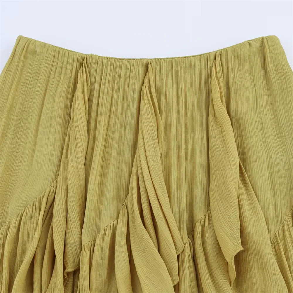 Women’s Splicing Irregular Versatile Solid Color Temperament Half Skirt
