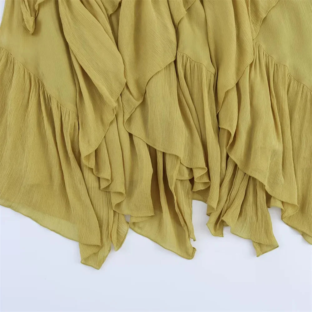 Women’s Splicing Irregular Versatile Solid Color Temperament Half Skirt