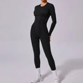 Women’s Sports Bodysuit Kit Yoga Fitness Jumpsuit - Black / M