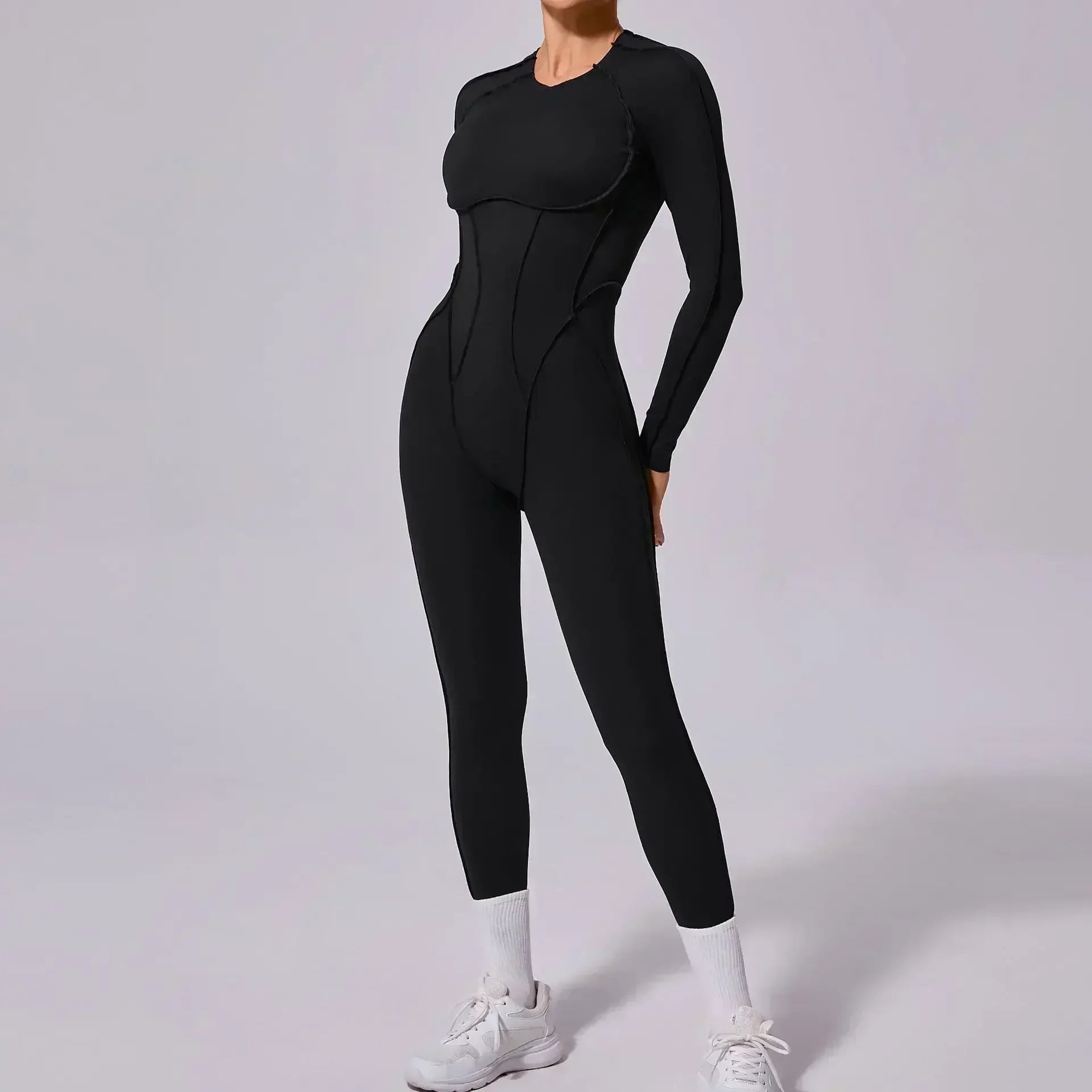 Women’s Sports Bodysuit Kit Yoga Fitness Jumpsuit - Black / M