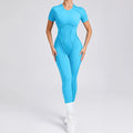 Women’s Sports Bodysuit Kit Yoga Fitness Jumpsuit - Flame blue 2 / L