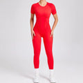 Women’s Sports Bodysuit Kit Yoga Fitness Jumpsuit - Red 2 / M