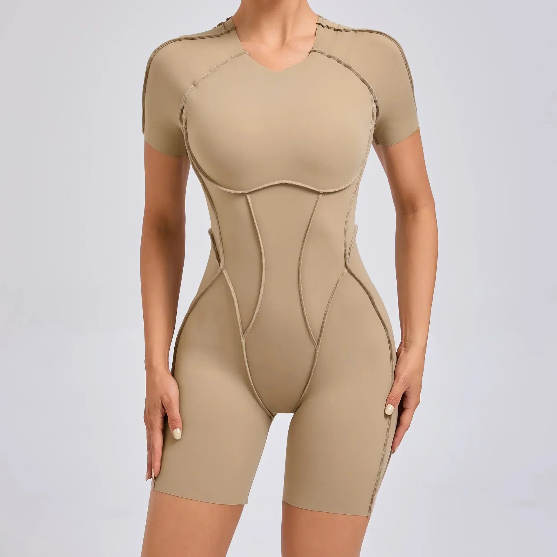 Women’s Sports Bodysuit Kit Yoga Fitness Jumpsuit - Soil brown 3 / L