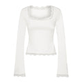 Women’s Spring Lace Trim Tee Shirt Blouses