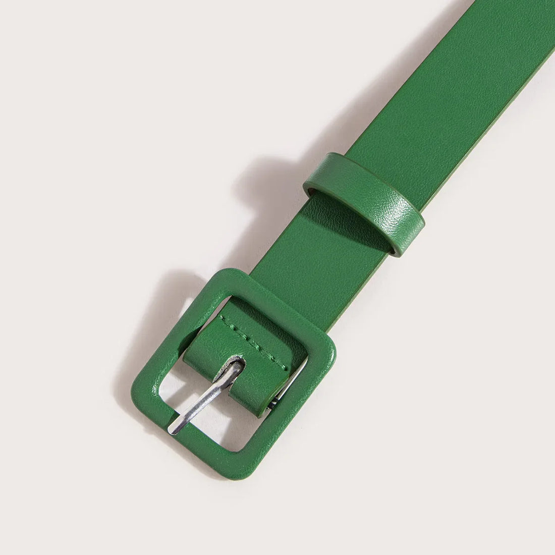 Women’s Square Buckle Belt PU Leather - wine red / 100cm