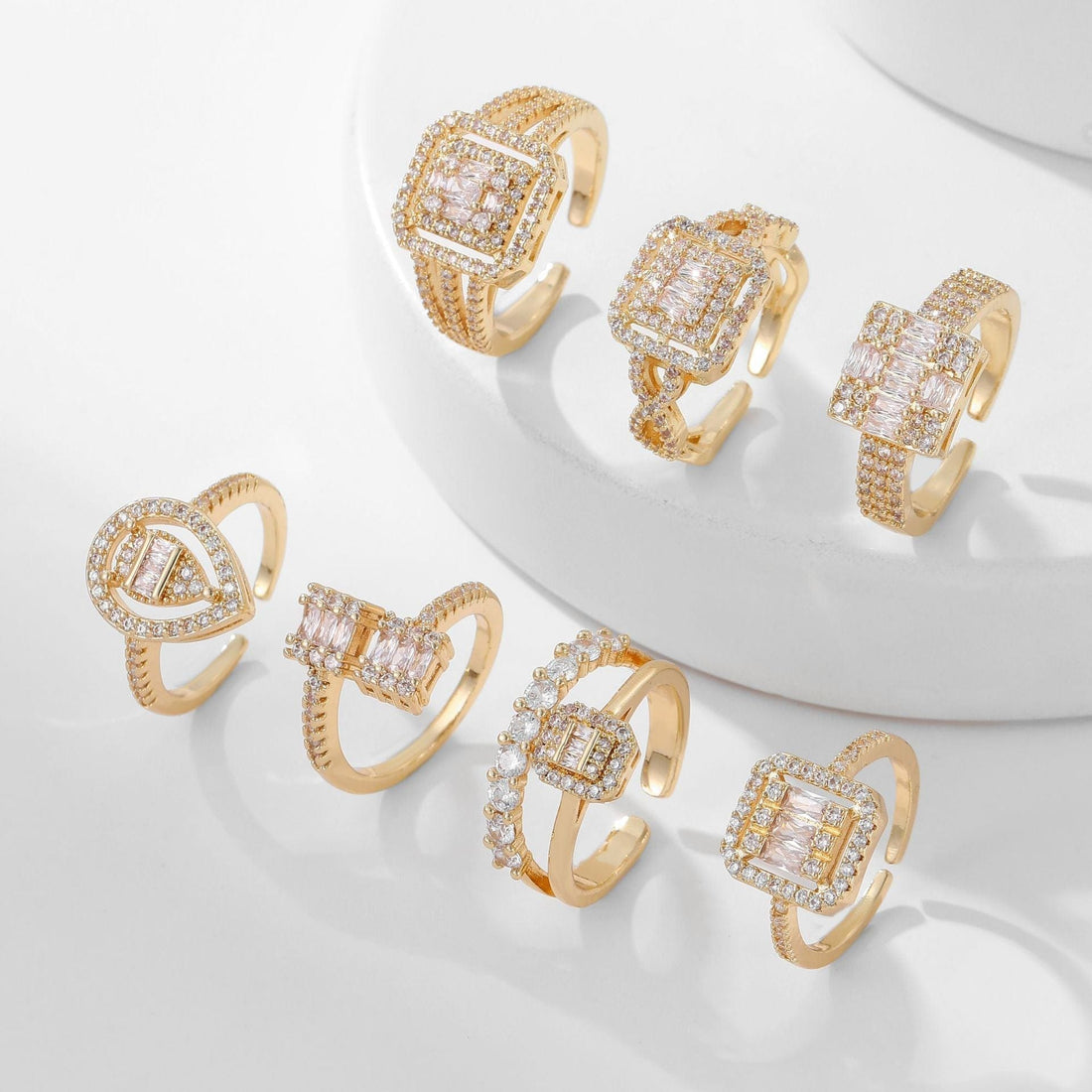 Women’s Square Full Rhinestone Zircon Ring - electronic accessories