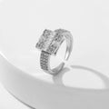 Women’s Square Full Rhinestone Zircon Ring - Style 2 Silver - electronic accessories