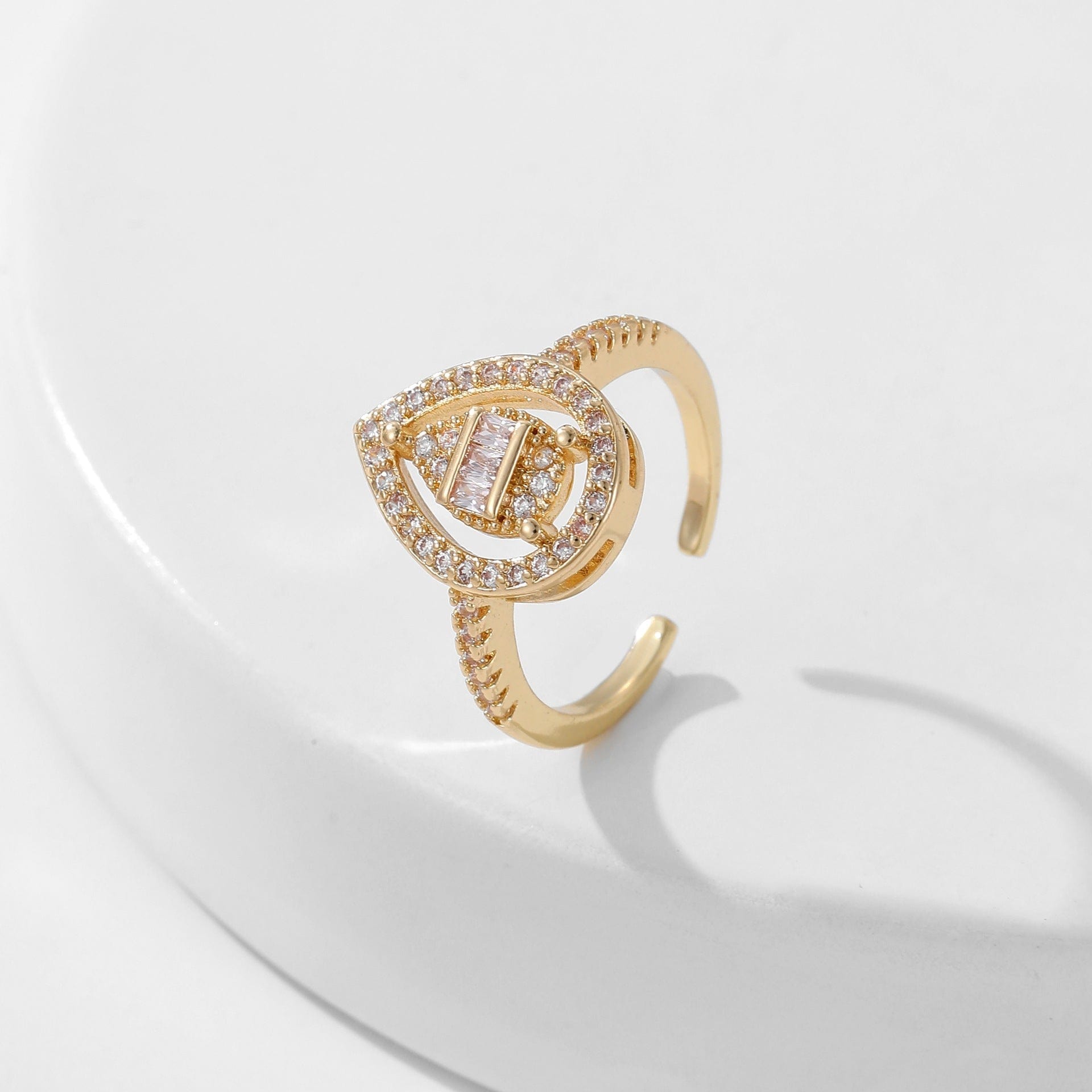 Women’s Square Full Rhinestone Zircon Ring - Style Four Gold - electronic accessories