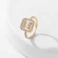 Women’s Square Full Rhinestone Zircon Ring - Style Hardware Color - electronic accessories