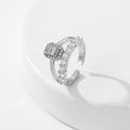 Women’s Square Full Rhinestone Zircon Ring - Style Three Silver - electronic accessories