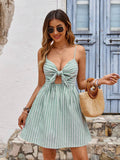 Women’s Striped Printed Casual Vacation With Halter Dress - L - electronic accessories